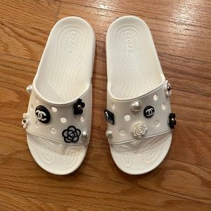 Crocs slides, never worn